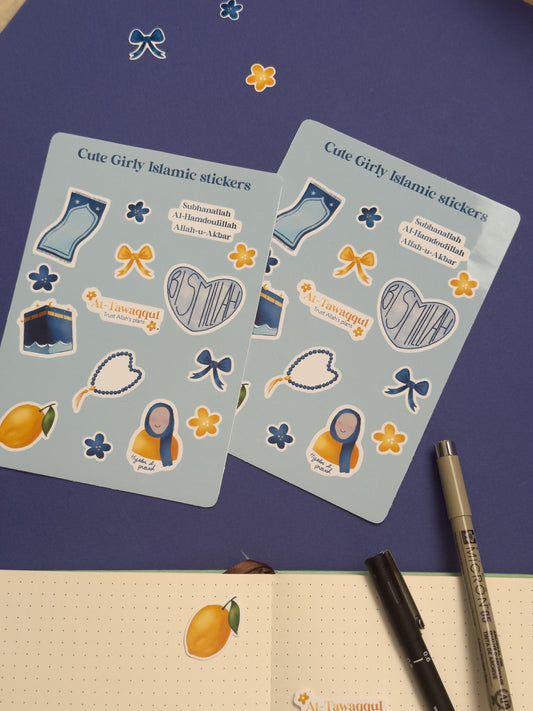 Planche de stickers - Cute Girly Islamic - Blue Lemon