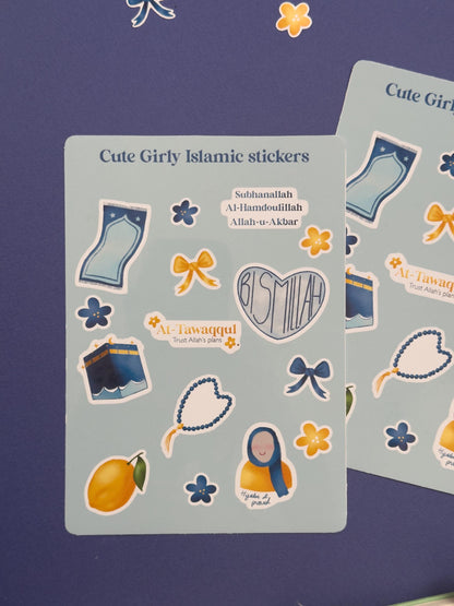 Planche de stickers - Cute Girly Islamic - Blue Lemon