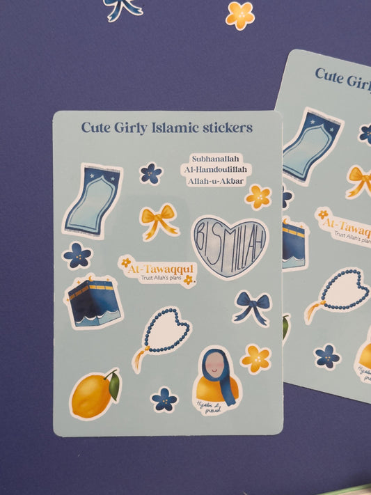 Planche de stickers - Cute Girly Islamic - Blue Lemon