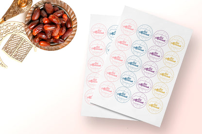Stickers Eid Mubarak en arabe | عيد مبارك | Islamic Muslim Circle Stickers - 20 pcs